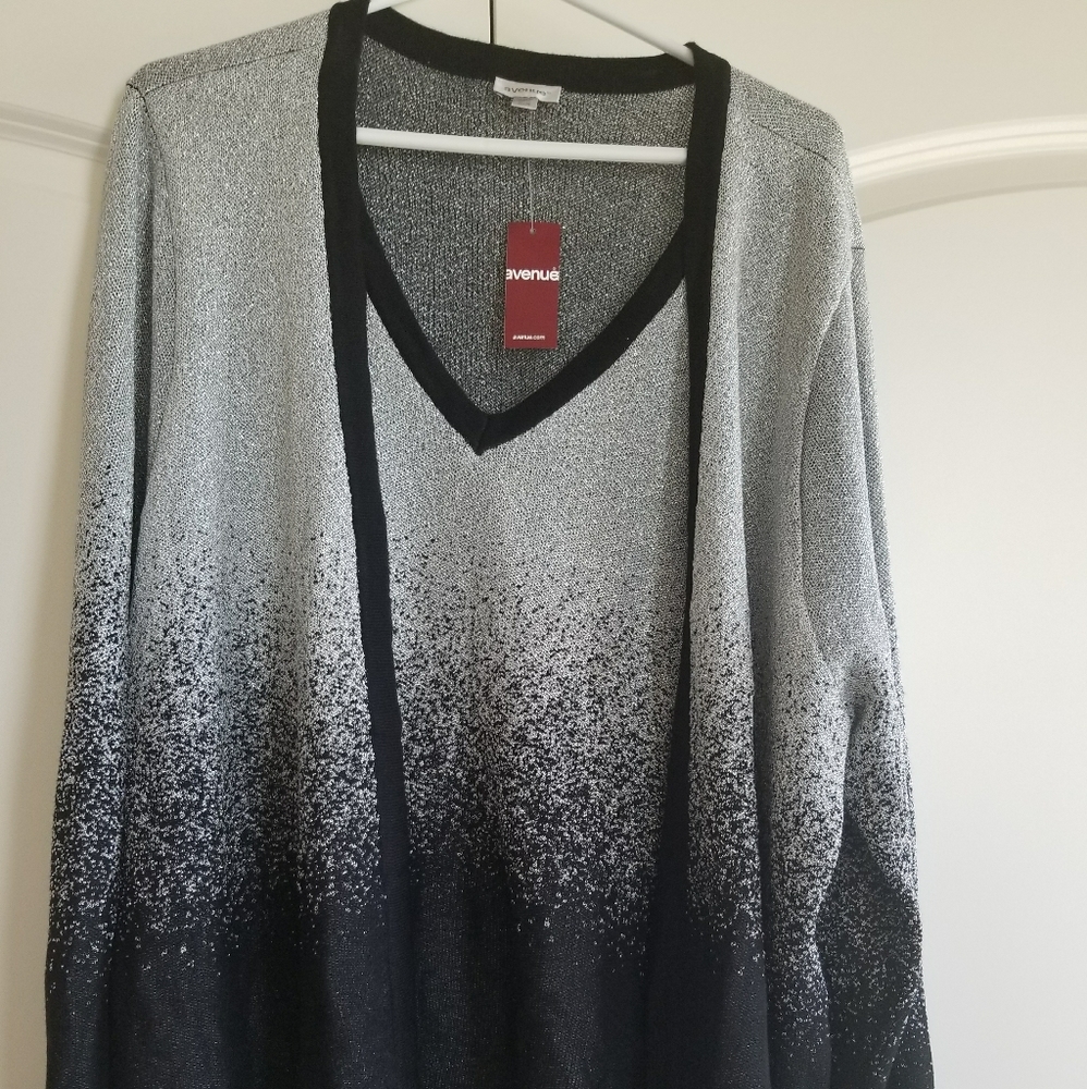 Avenue Silver and Black Ombre Sweater